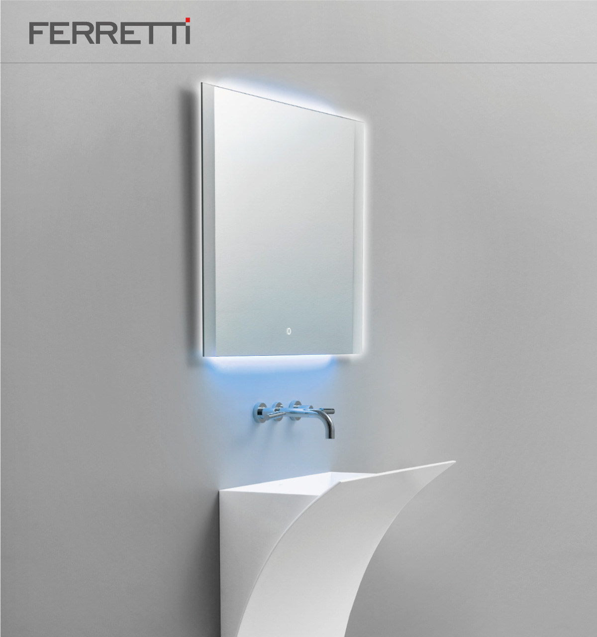 Espejo Stixx con luz led de color blanco y azul con encendido touch 90x70cm